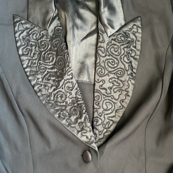 Vintage Black Holiday Shiny Blazer Sequin Collar - Picture 2 of 5